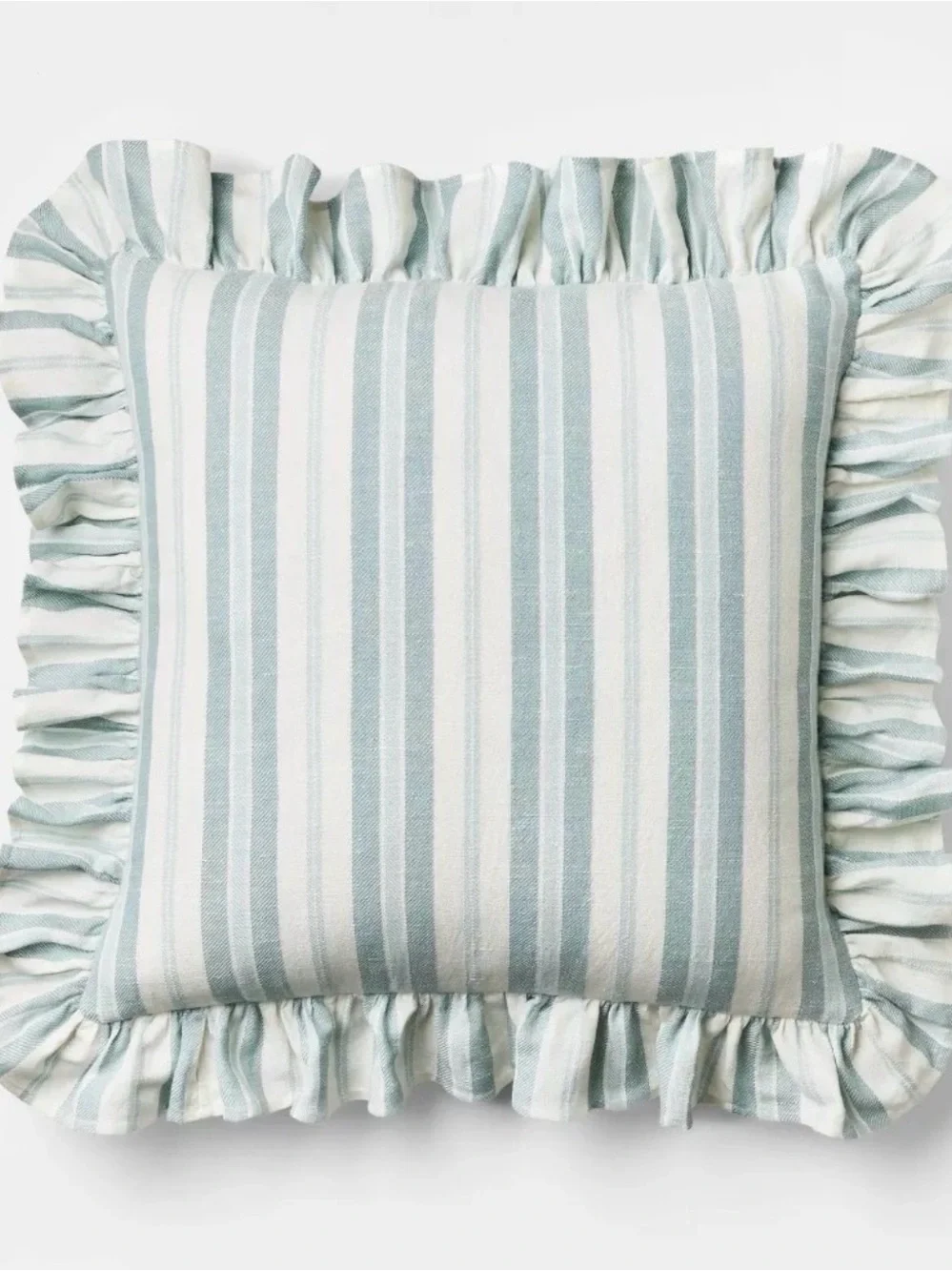 Square Woven Stripe Throw Pillow with Ruffle Blue/Ivory - Threshold Studio McGee